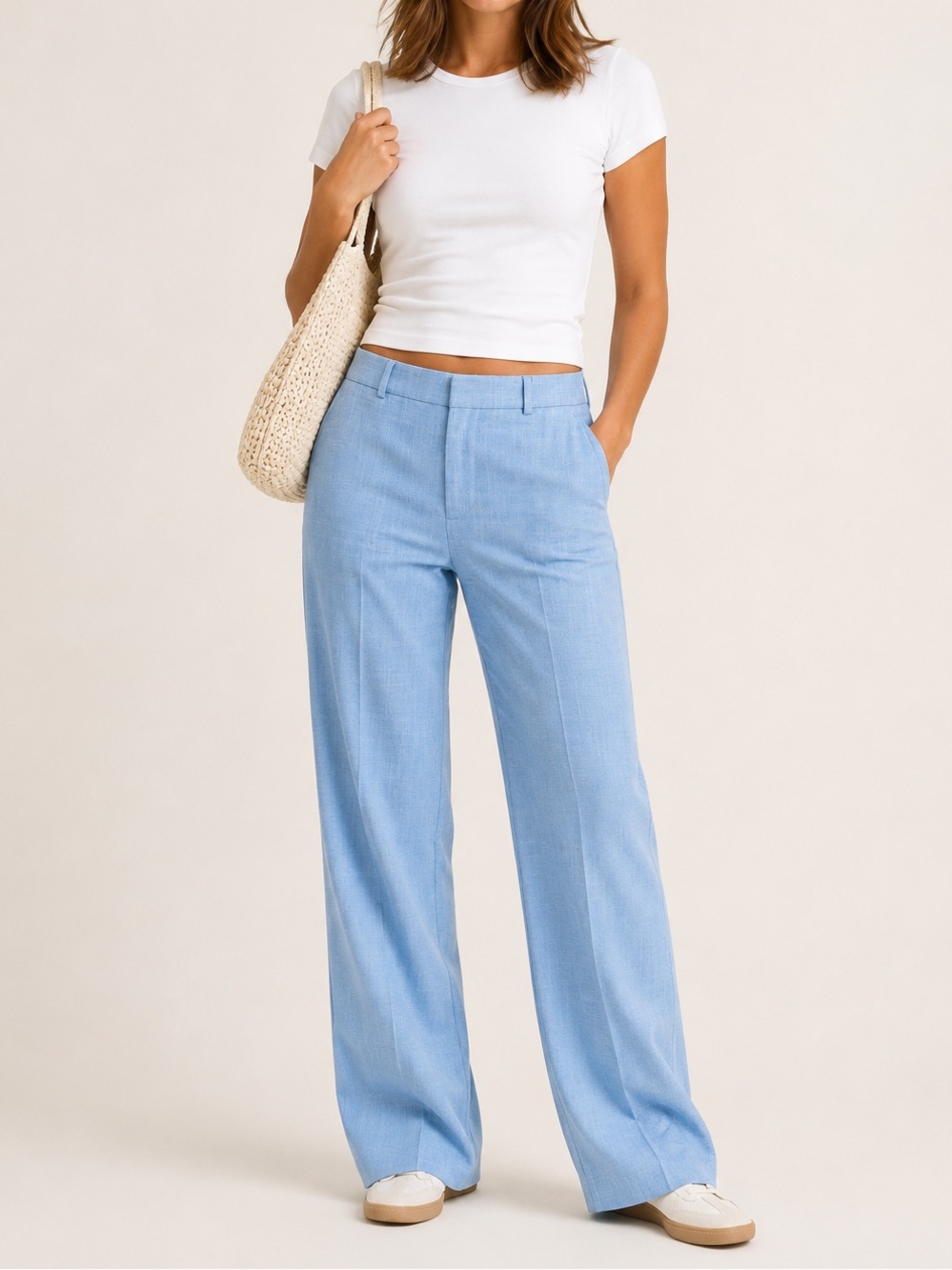 Banana Republic Size 12 Logan Straight Fit Trousers - Chambray Blue